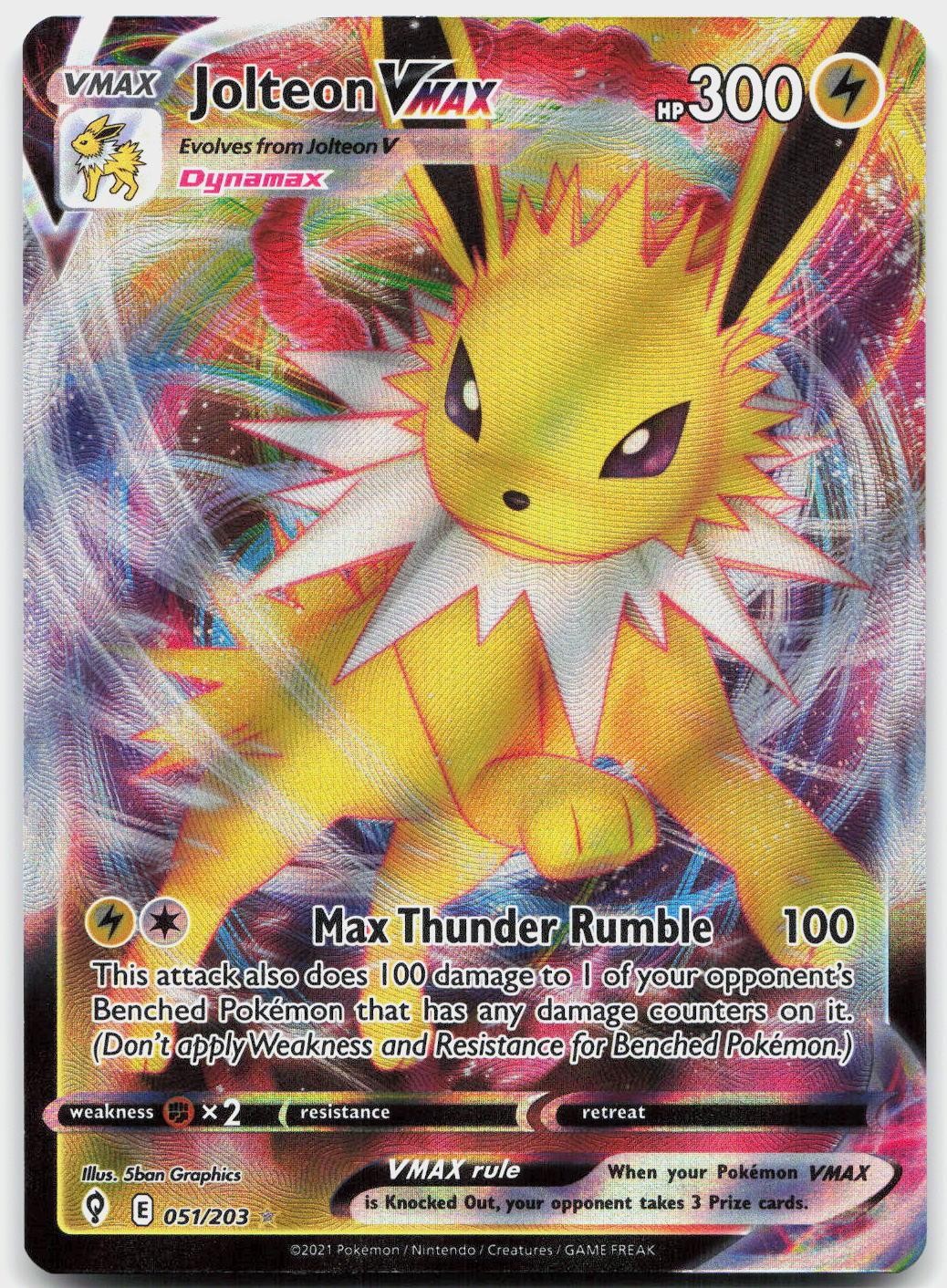 Jolteon VMAX 051/203 Holo VMAX Rare Evolving Skies Pokemon Near Mint