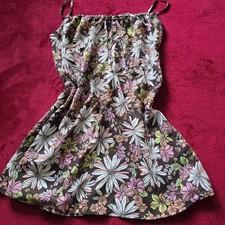 RVCA brown vintage floral mini dress size S Boho y2k beach summer