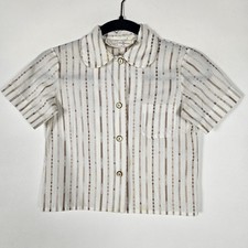 Vintage Girl Scouts Of America Striped Youth Size 8 Short Sleeve Button Shirt