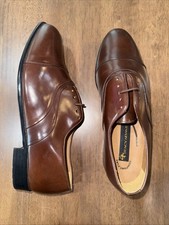 Stacy Adams Cap Toe Oxford Brown Leather Dress Shoes Men's 12W Wide Brazil NWOB