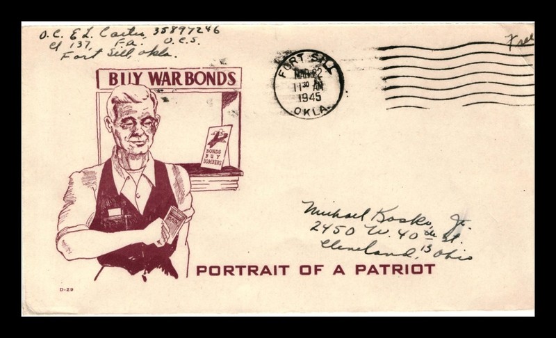 BILLY WAR BONDS PORTRAIT OF A PATRIOT CACHET FDC FORT SILL