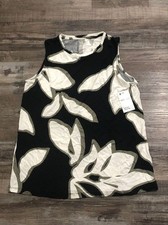 Nine West Black Floral Casual Tank Top Shirt Size Medium New with Tags