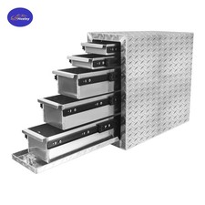 20.5 X 8.5 X 18.5 Silver Aluminum Truck Sidebed 5 Drawer Tool Box W Lock