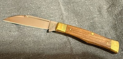 Trestle Pine Brass Gunstock Knife CPM 154 Old Growth Oak Gunflint no tube 