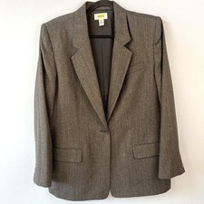 Talbots 100 Wool Charcoal Gray Blazer Size 16P Classic Closet Staple Workwear