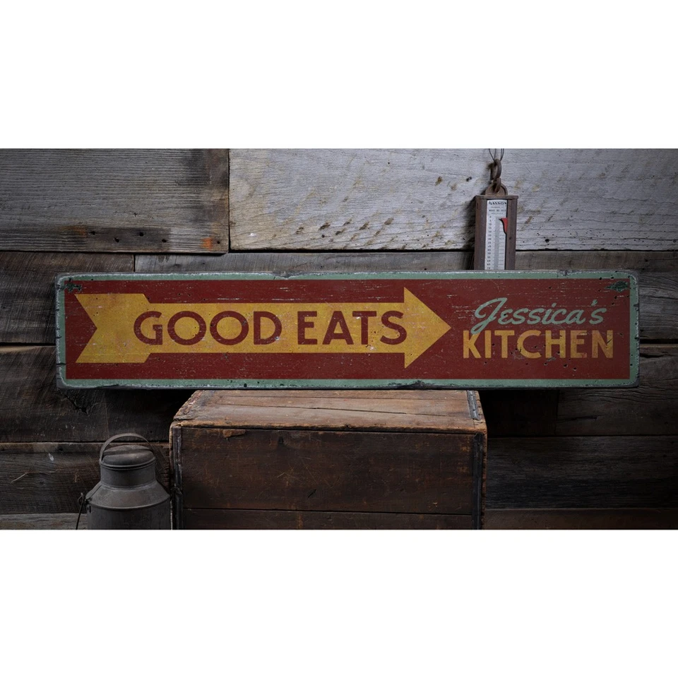 Good Eats Arrow, Custom Chef Cook Name - Rustic Distressed Wood Sign - Image 2 of 2