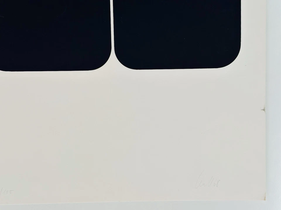 Original THOMAS LENK Signierte Serigraphie Num Siebdruck Silber-Schwarz OpArt 68 - Bild 4 von 4