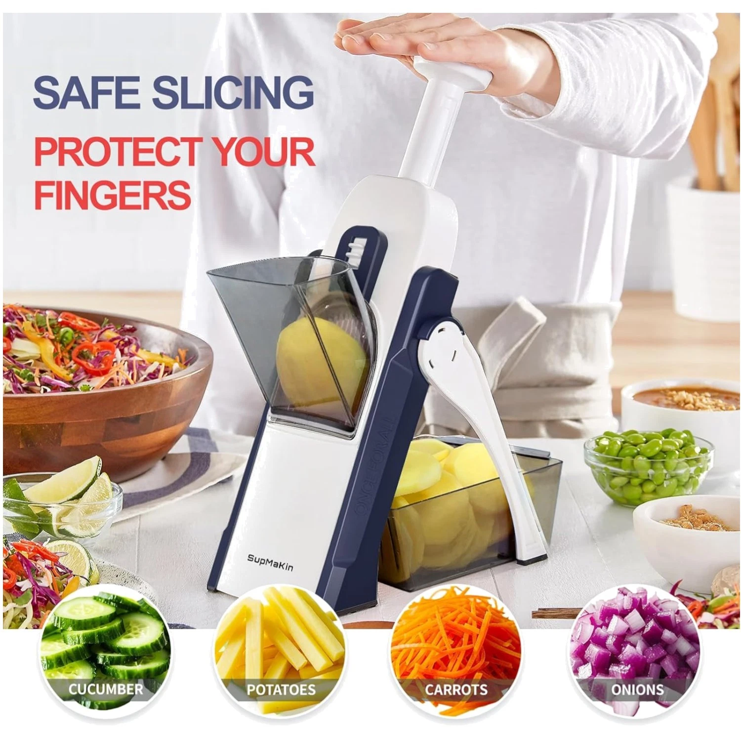 Mandoline Vegetable Slicer & Chopper - Safe & Efficient