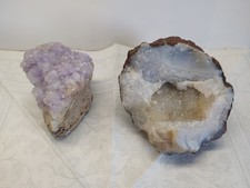 Quarze aus Marokko, lila Quarz 487 g, Druse 1000 g, Geode  Mineralien