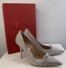 Valentino Garavani 100mm Pumps Womens US8 EU38 Romance Bow Crystal-Embellished