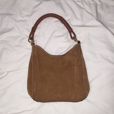 STAUD Mel Suede Shoulder Bag Gold Hardware Classic
