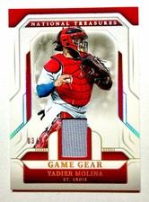 2025 Panini National Treasures Game Gear Relic Yadier Molina /25 GGS-YM