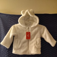 PatPat White Fur Teady Bear Hooded Full Zip Jacket NWT 3T