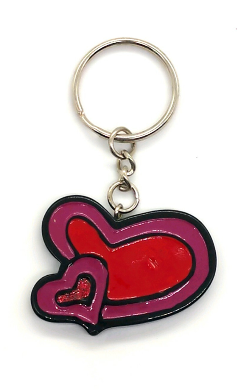 Vintage Hearts Love Romance Valentines Day Couples Keyring Keychain