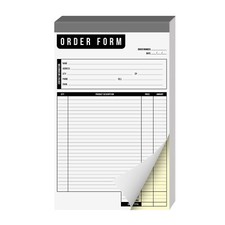 Order Form Pad 2 Part Carbonless Book, Tear Off Carbon Copy, 5.5 x 8.5", 50 Sets