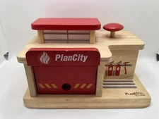 PlanToys PlanCity Fire Rescue Station Wooden Firehouse