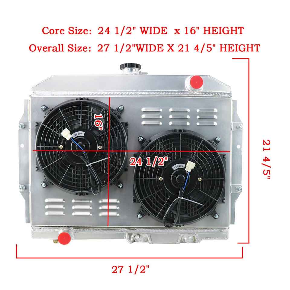 4Row Radiator+Shroud Fan For 1968~1974 1970 AMC Javelin/1960-1962 AMX Rambler V8 - Imagem 3 de 4