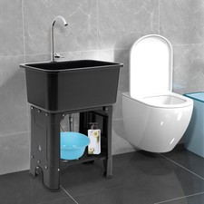 Modern Utility Sink With Faucet Freestanding Utility Sink with Storage Shelf