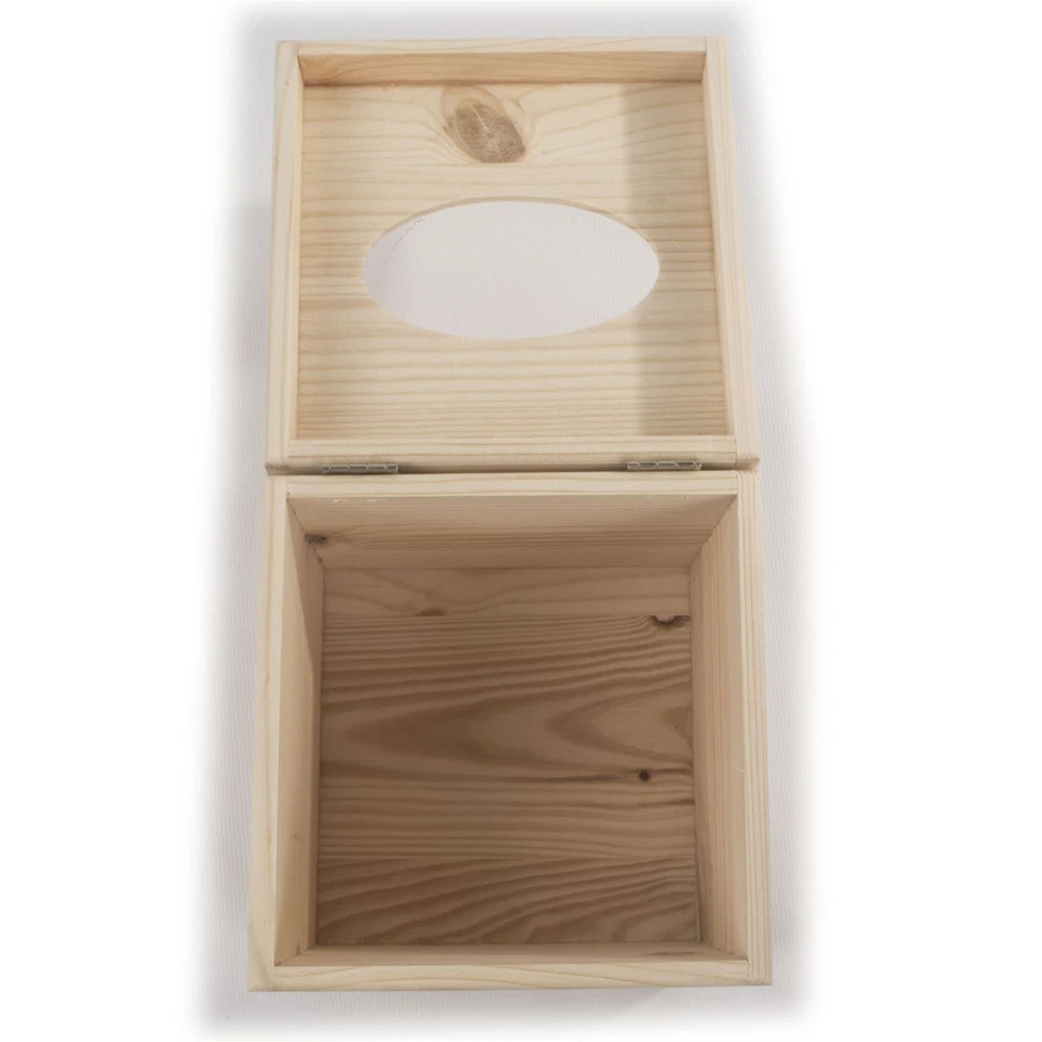 Square Wooden Tissue Box With Lid And Gold Hinges /Perfect For Craft Decoupage - Image 4 of 4