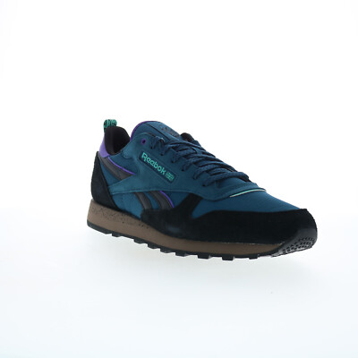 Reebok Classic Leather Mens Blue Suede Lace Up Lifestyle Sneakers Shoes
