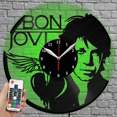 LED Clock Bon Jovi Vinyl Record Wall Clock Led Light Wall Clock 2630