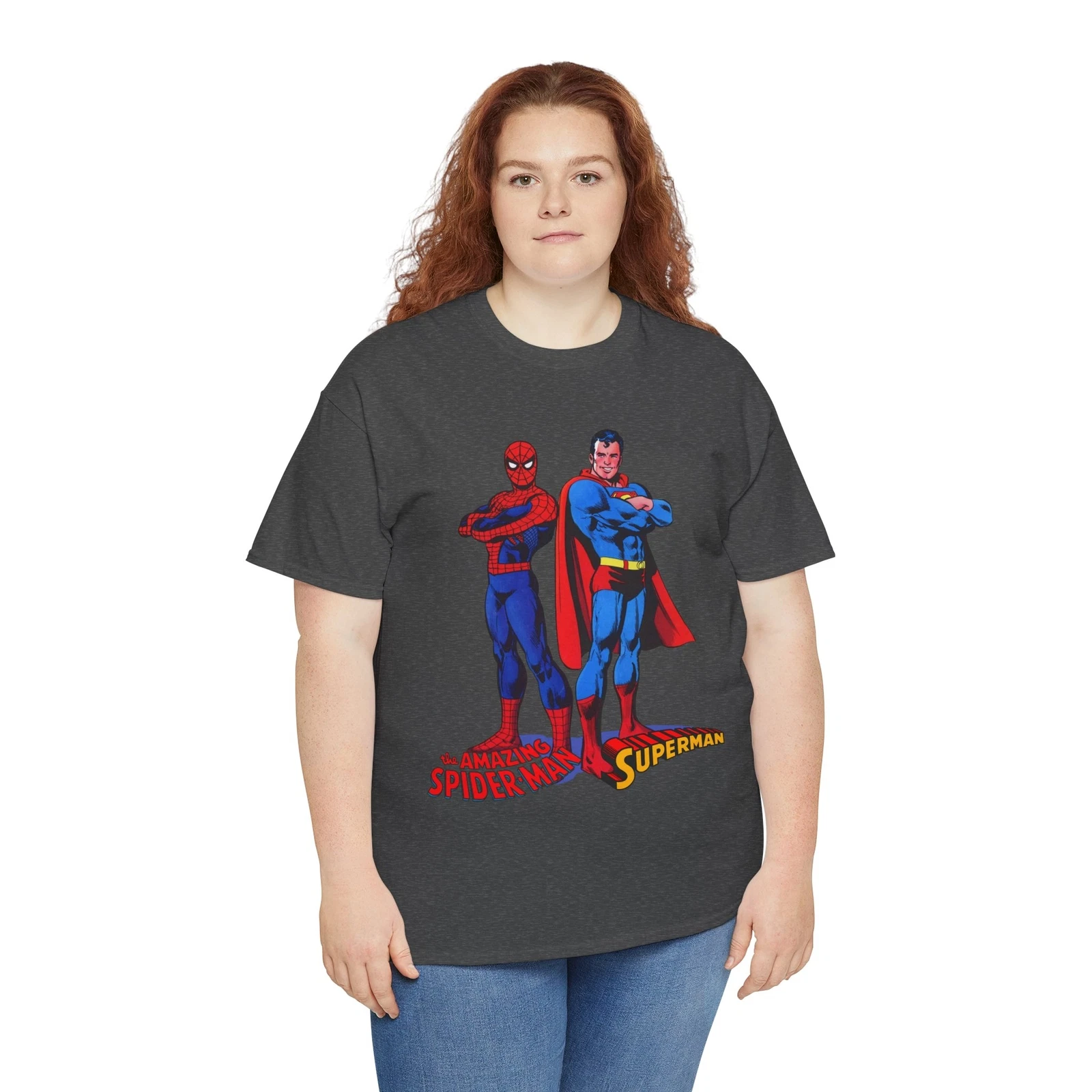 Amazing Spider-man, Superman T-Shirt - 1970s D.C Comics & Marvel Team-Up