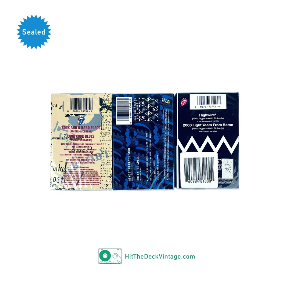 3 Rolling Stones Single Cassette Tapes: Highwire, Rock & A Hard Place SEALED - Image 2 of 4