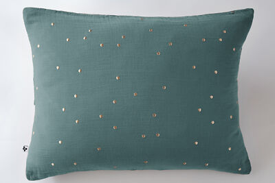Kissenbezug 50x70 cm Gaze Baumwolle Gaia mit Punkten bestickt Ente