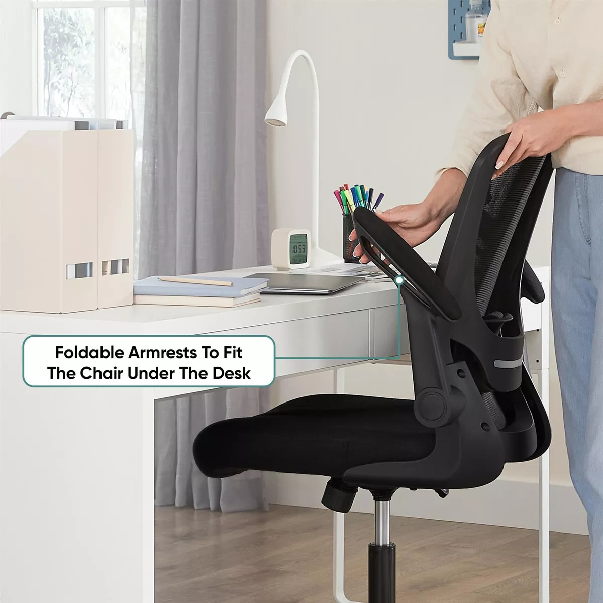Standing Desk Chair with Soft Armrests Adjustable Seat Height