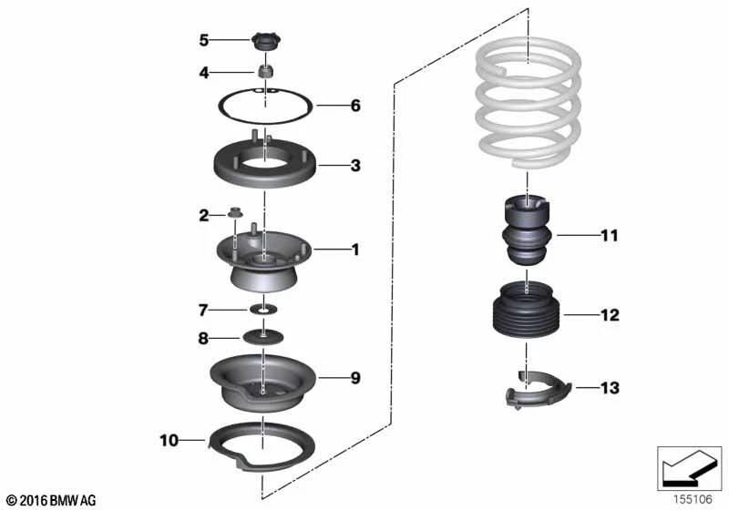 BMW Genuine Upper Spring Plate Fits E90 E90 LCI E91 E91 LCI E92 31336759452