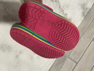 Crocs Ciabatta Paradise Pink Rainbow Band Retired Clogs Mens 13 SlipOn Pride Crocs Ciabatta Paradise Pink Rainbow Band Retired S-M6/W8  main image 2