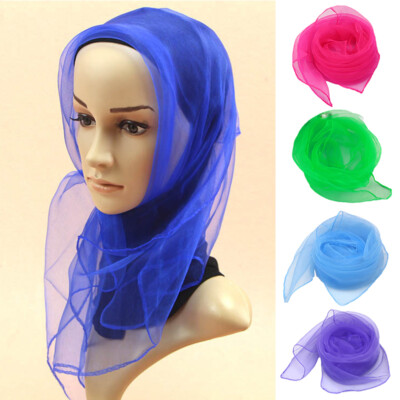 Womens Ladies Square Chiffon Neck Head Scarf Scarves Wrap Soft