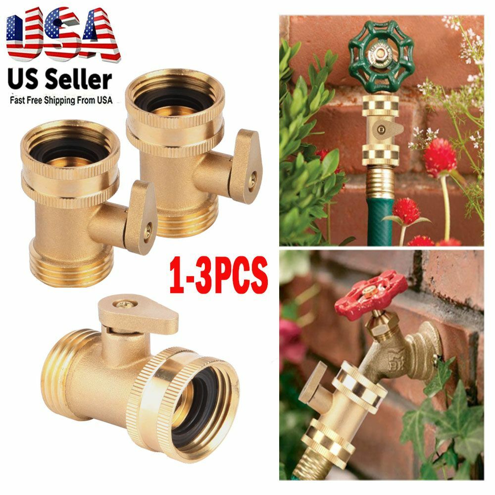 1-3X 3/4 Inch Heavy Duty Brass Garden Nozzle Solid Hose Connector Shut Off Valve