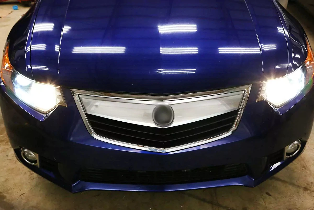 A replaced headlight bulb.