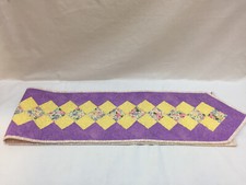 Handcrafted Quilted Table Runner 60" x 9" Violet Yellow Floral Pink Blue