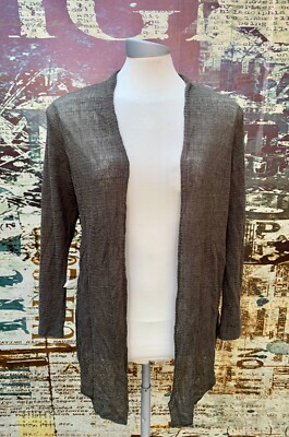 Sale EILEEN FISHER (Guide: UK 14/16) feine Strickjacke vorne offen (N)
