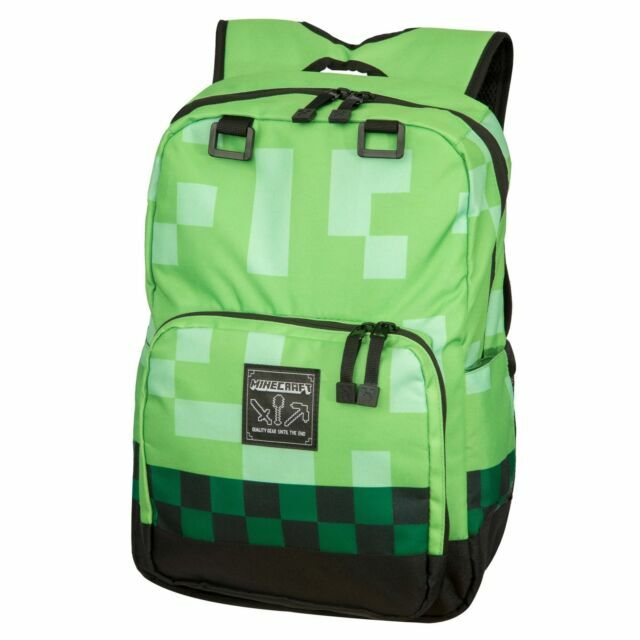 Minecraft Creeper Kids Green School Bag 