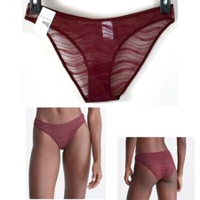 Calvin Klein Allover Lace Bikini Tawny Port Size S New Panty QD3972
