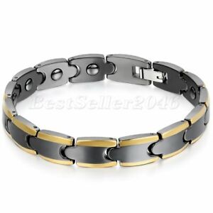 9MM Men Black Ceramic Hematite Link Wrist Bracelet Healthy Bangle for Biker 7.8/"