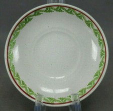 British Staffordshire Green Stickspatter Flowers Red 4 1/2 Inch Saucer C.1860s
