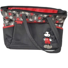 Disney Baby Mickey Mouse Diaper / Day / Tote Bag w/ Pad - Black  Red - 19  x12  