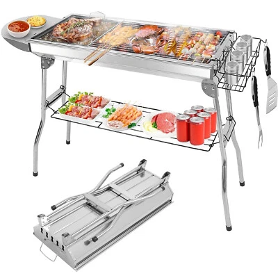 MARKENLOS Barbecue a carbone XXL barbecue pieghevole barbecue da campeggio barbecue da picnic + padella antiaderente