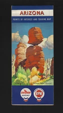 1960 Chevron Gasoline RPM Oil Arizona Road Map Standard Oil Company