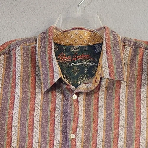 Robert Graham Silk Shirt Mens 4XLB Paisley Limited Edition Flip Cuff Flip Collar - Image 4 of 4