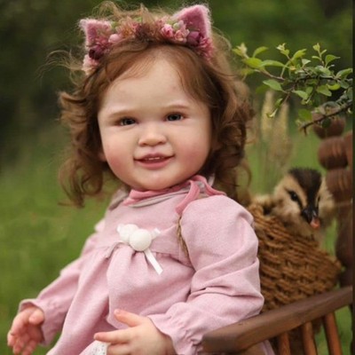 26'' Painted Reborn Baby Toddler Girl Doll Rooted Hair Cloth Body Lifelike Gift