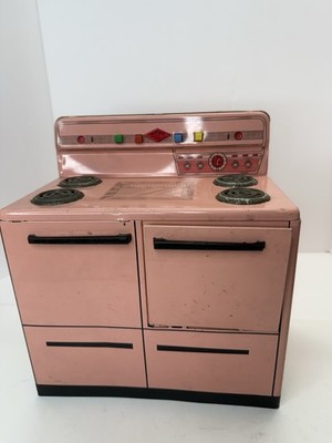 Vintage 1950s Wolverine Tin Litho Metal Pink Toy Kitchen Stove