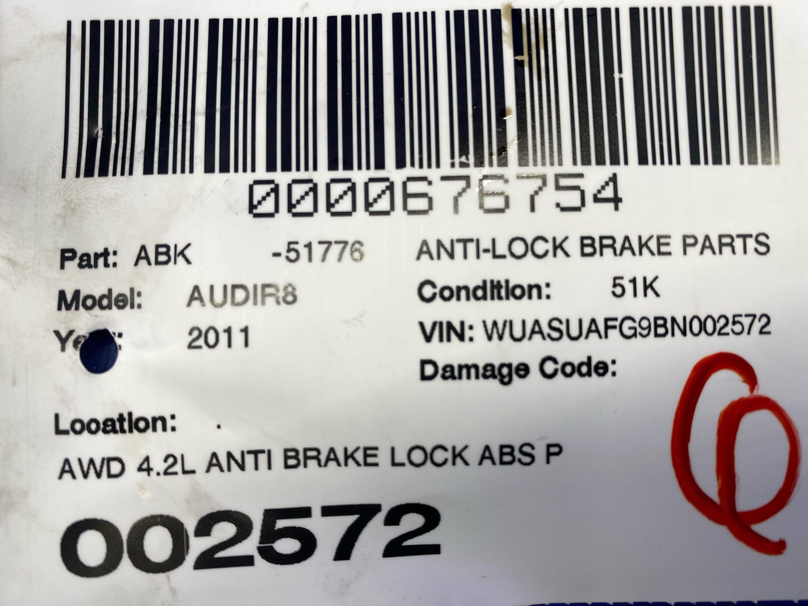 2010-2013 AUDI R8 AWD 4.2L ANTI BRAKE LOCK ABS PUMP MODULE UNIT 420907379 OEM