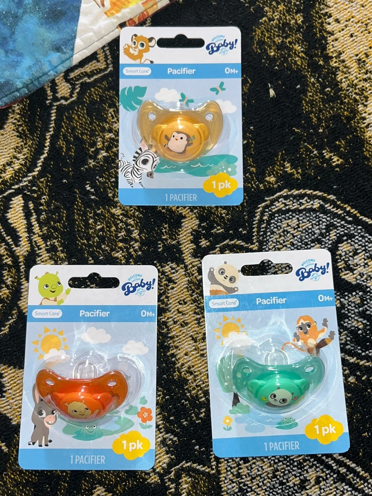 3 Set pacifier KUNG FU PANDA/SHREK/MADAGASCAR SMART CARE UNIVERSAL STUDIOS