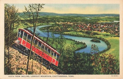 Vintage Chattanooga Lookout Mountain Incline Car Postcard Tennessee