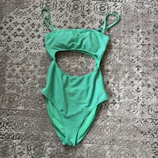 American Eagle Aerie Cut-Out Jacquard One Piece Swimsuit M Detachable Straps